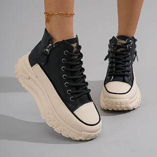 Women's High Top Sneakers Fashion Comfortable Non-Slip Breathable Lace Up Soft Insole All Seasons 