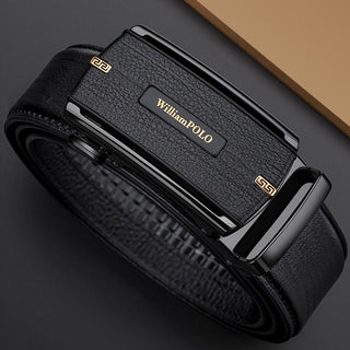 Luxury Genuine Leather Men's Belt with Automatic Buckle - Adjustable, Business Casual Style, Gift Box Included 