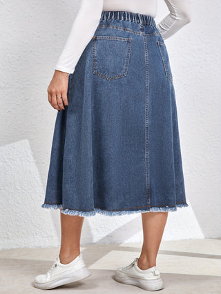 Hem Ro Comfortable Denim Skirt, Loose and Elegant Long Skirt for Everyday, Women's Clothing 