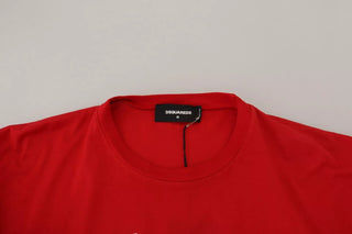 Dsquared² Red Printed Cotton Short Sleeves Crewneck T-shirt