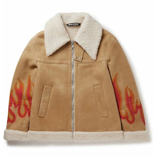 Palm Angels Beige Leather Men Jacket