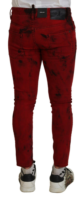 Dsquared² Red Cotton Tie Dye Skinny Casual Denim Jeans