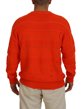 Dsquared² Orange Cotton Long Sleeves Men Pullover Sweater