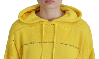 Dsquared² Yellow Cotton Knitted Hooded Pullover Sweater