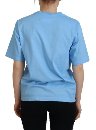 Dsquared² Blue Logo Print Cotton Crewneck Short Sleeve T-shirt