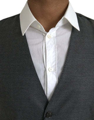 Dolce & Gabbana Gray Wool Formal Dress Waistcoat Vest