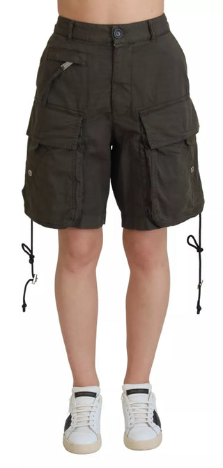 Dsquared² Green High Waist Cargo Bermuda Women Shorts