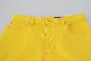 Dsquared² Yellow Cotton High Waist Straight Denim Boston Jeans