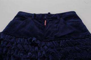 Dsquared² Blue Ruffles HighWaist Cotton Denim Boston Fit Pants