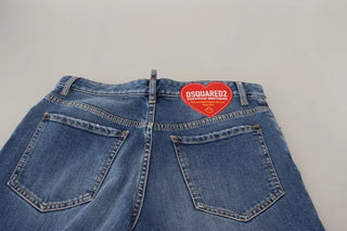 Dsquared² Blue Distressed High Waist Straight Denim Jeans