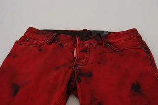 Dsquared² Red Low Waist Cotton Stretch Skinny Pants