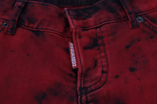 Dsquared² Red Low Waist Cotton Stretch Skinny Pants