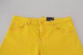 Dsquared² Yellow Cotton Low Waist Crop Denim Cool Girl Jeans