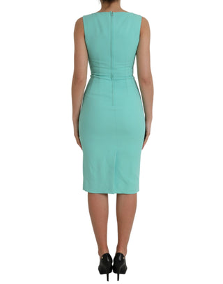 Dolce & Gabbana Green Viscose Sleeveless Bodycon Midi Dress