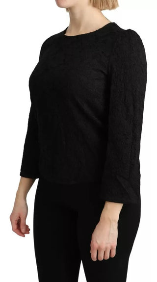 Dolce & Gabbana Black Lace Long Sleeves Blouse STAFF Top