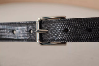 Dolce &amp; Gabbana Black Classic Leather Silver Metal Buckle Belt