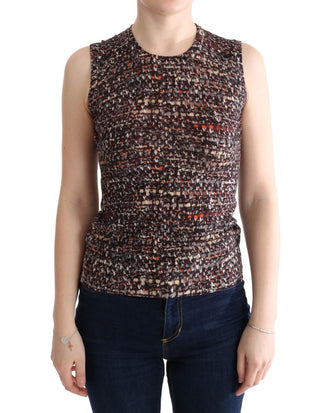 Dolce &amp; Gabbana Sleeveless Multicolor Knit Wool Top