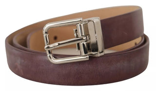 Dolce &amp; Gabbana Brown Classic Leather Silver Logo Metal Buckle Belt