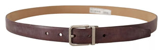 Dolce &amp; Gabbana Brown Classic Leather Silver Logo Metal Buckle Belt