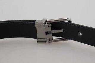 Dolce &amp; Gabbana Green Calf Leather Silver Tone Metal Buckle Belt