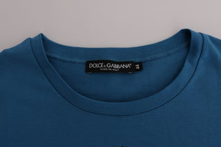 Dolce &amp; Gabbana Chic Blue Cotton Tee with 2017 Print