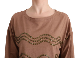 John Galliano Chic Brown Crewneck Cotton Sweater