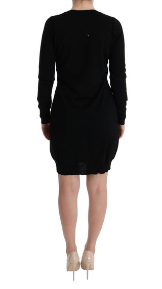 MARGHI LO' Elegant Black Wool Shift Dress