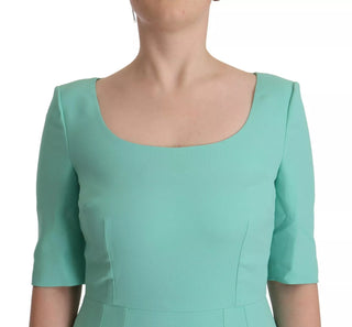 Dolce & Gabbana Mint Green Sheath Square Neckline Midi Dress