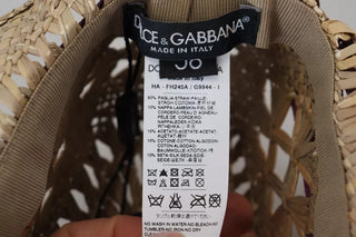 Dolce &amp; Gabbana Brown Ribbon Floral Embellished Straw Hat