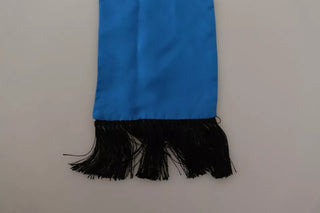 Dolce &amp; Gabbana Royal Blue Scarf Neck Wrap Shawl Silk Scarf