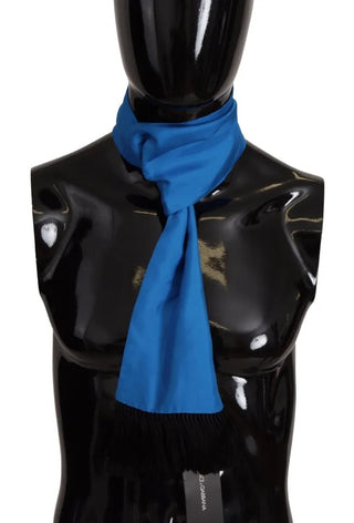 Dolce &amp; Gabbana Royal Blue Scarf Neck Wrap Shawl Silk Scarf