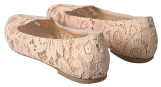 Dolce &amp; Gabbana Beige Floral Lace Loafers Flats Shoes