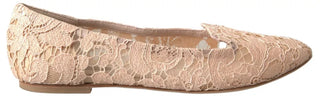 Dolce &amp; Gabbana Beige Floral Lace Loafers Flats Shoes