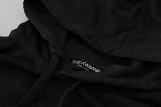 Dolce & Gabbana Black Cotton Logo Hooded Sweatshirt Sweater