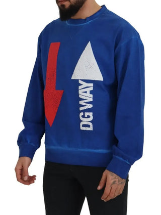 Dolce & Gabbana Blue DGWAY Cotton Crewneck Pullover Sweater