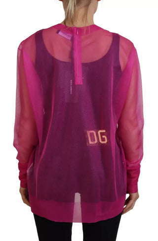 Dolce & Gabbana Fuchsia Polyester Crewneck Pullover Sweater