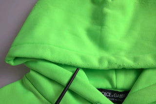 Dolce & Gabbana Neon Green Logo Pullover Hooded Sweatshirt Sweater