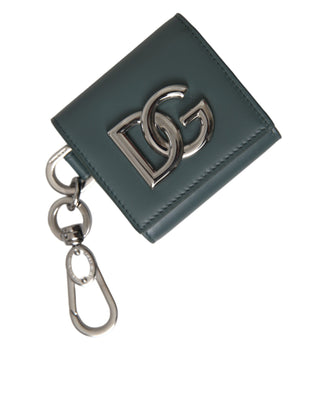 Dolce &amp; Gabbana Green Leather DG Logo Keyring Coin Purse Keyring Wallet