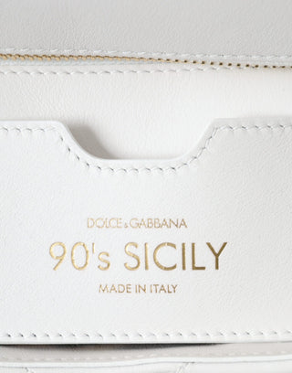 Dolce &amp; Gabbana White Calf Leather 90's SICILY Shoulder Satchel Bag