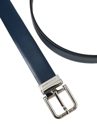 Dolce &amp; Gabbana Blue Calf Leather Silver Metal Buckle Belt Men