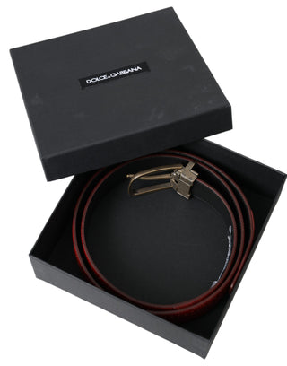 Dolce &amp; Gabbana Red Perforated Leather Metal Buckle Belt Men