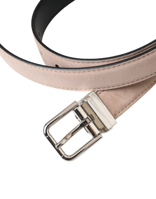 Dolce &amp; Gabbana Beige Suede Leather Silver Buckle Belt Men