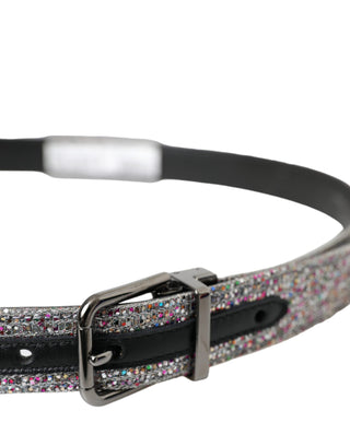 Dolce &amp; Gabbana Multicolor Embellished Silver Metal Buckle Belt