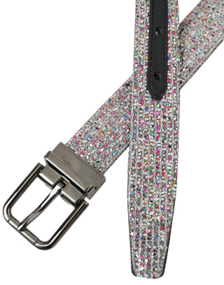 Dolce &amp; Gabbana Multicolor Embellished Silver Metal Buckle Belt