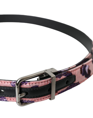 Dolce &amp; Gabbana Multicolor Jacquard Leather Metal Buckle Belt