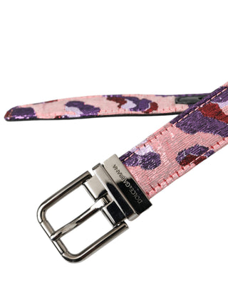 Dolce &amp; Gabbana Multicolor Jacquard Leather Metal Buckle Belt