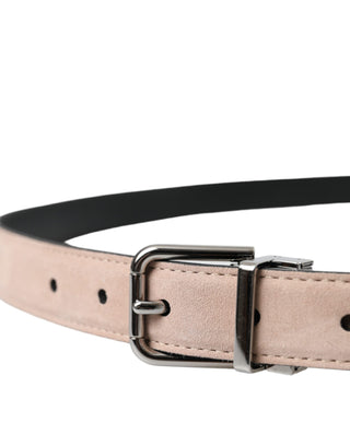 Dolce &amp; Gabbana Beige Suede Leather Silver Buckle Belt Men