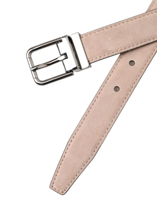 Dolce &amp; Gabbana Beige Suede Leather Silver Buckle Belt Men