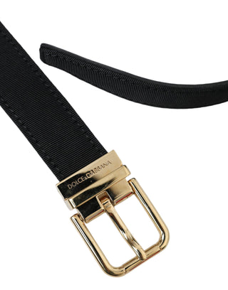 Dolce &amp; Gabbana Black Gros Grain Gold Metal Buckle Belt Men