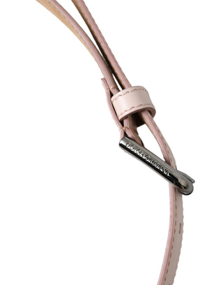 Dolce &amp; Gabbana Light Pink Leather Silver Metal Buckle Belt